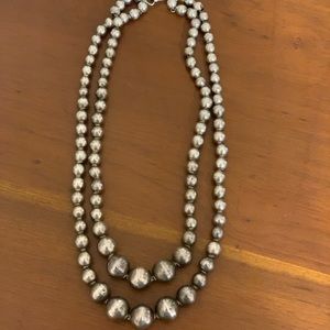 Vintage Taxco Mexico sterling 925 graduated bead double stranded necklace choker